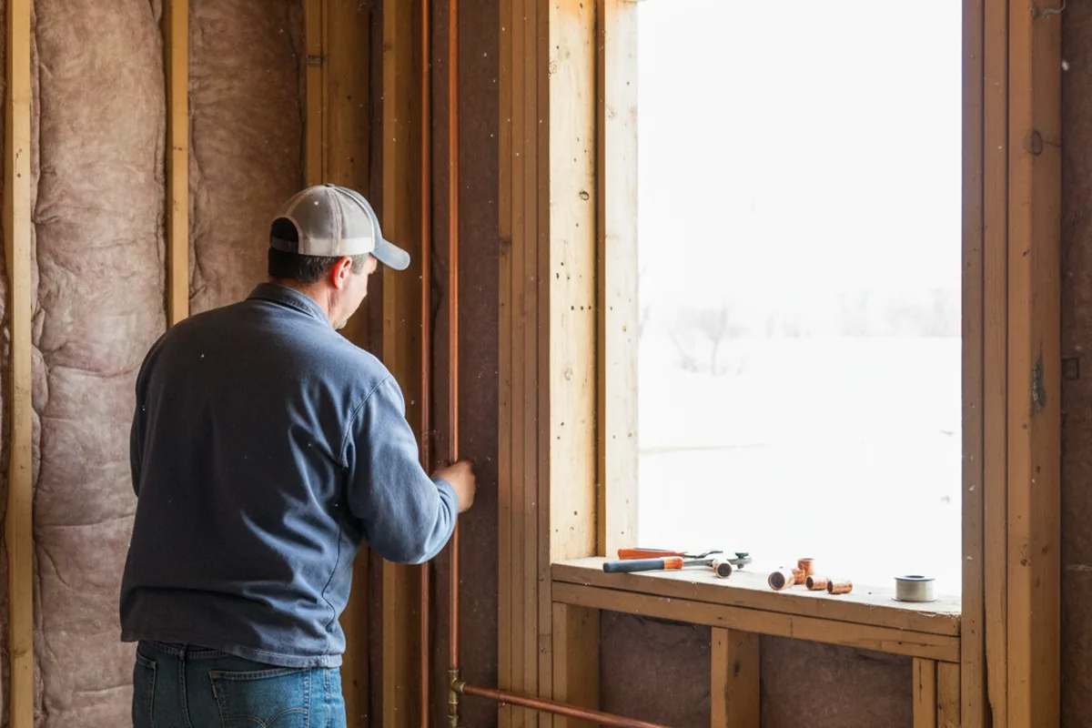Licensed plumber running new copper supply lines in a Sallisaw home