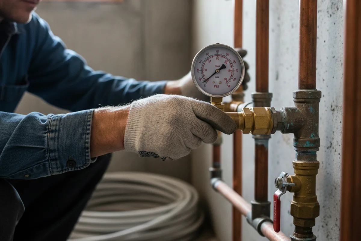 Pressure testing a repaired line during Water Line Repair in Sallisaw